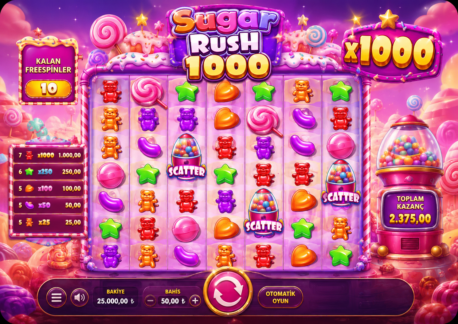 Sugar Rush 1000 demo oyun ekranı önizlemesi